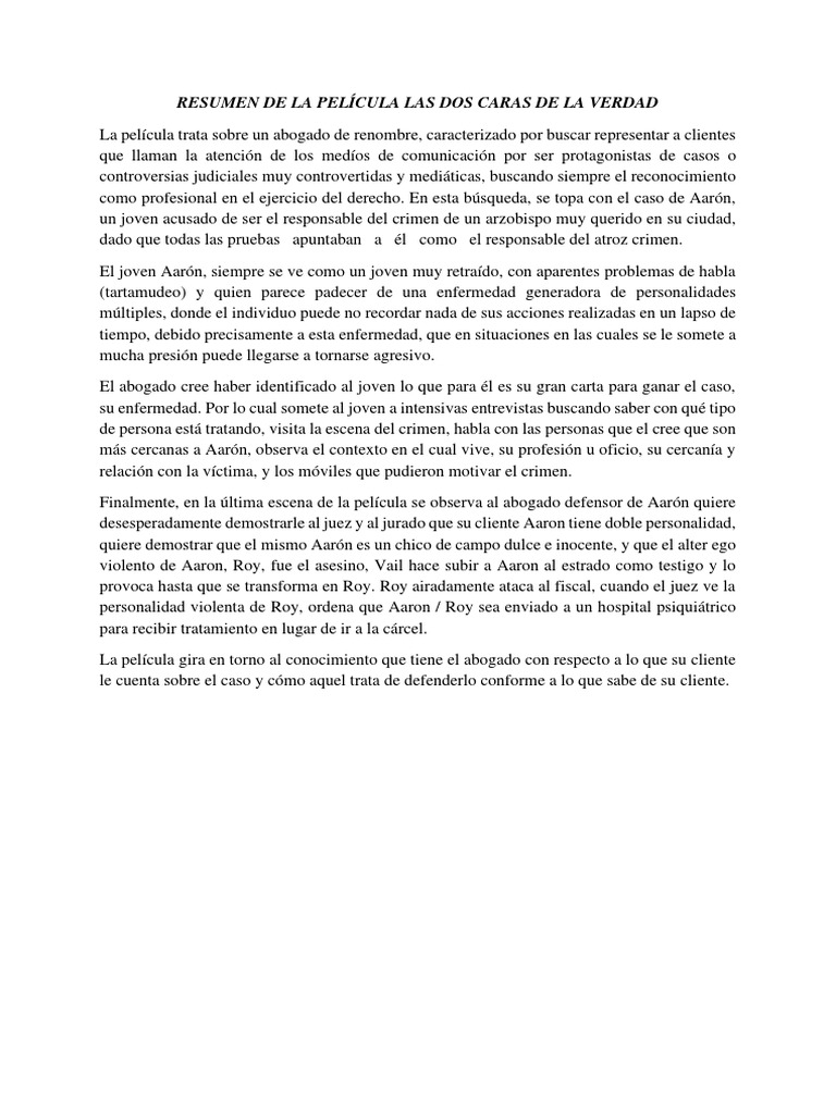 Resumen de "Las Dos Caras de la Verdad" | PDF