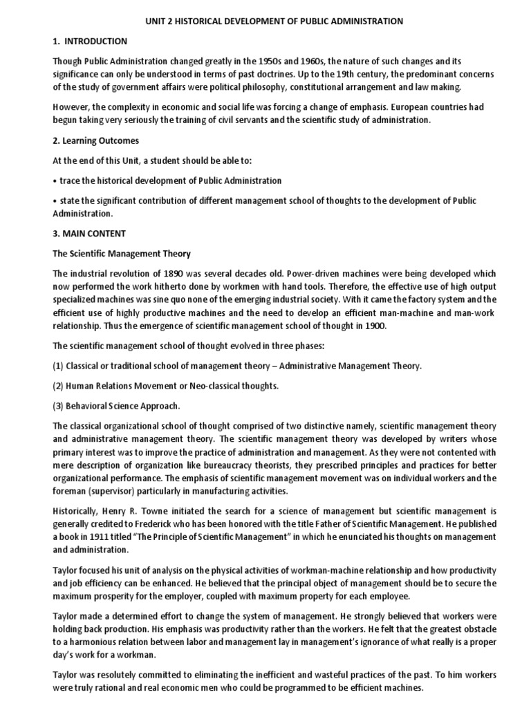 Historical Evolution of Public Administration | PDF | Leadership ...