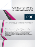 Export Plan of Monde Nissin Corporation