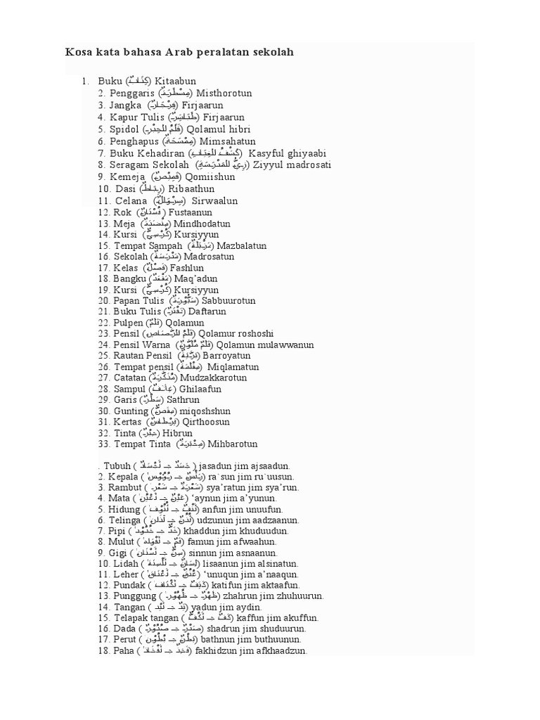 kOSA KATA BAHASA ARAB | PDF