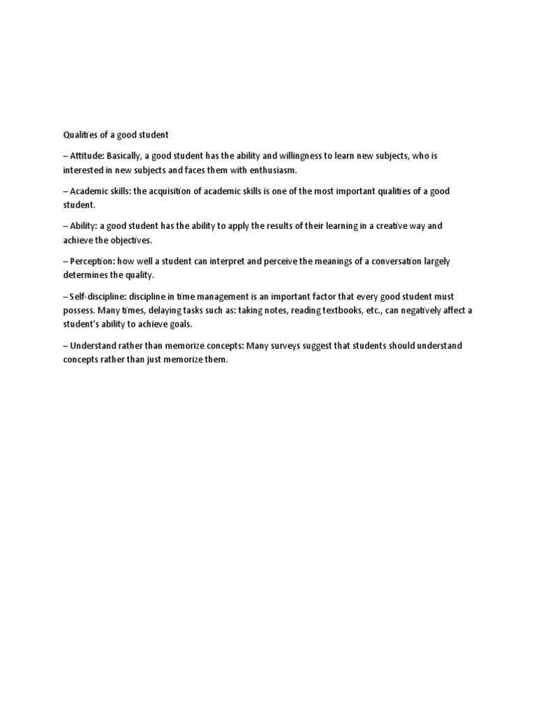 Qualities of A Good Student | PDF