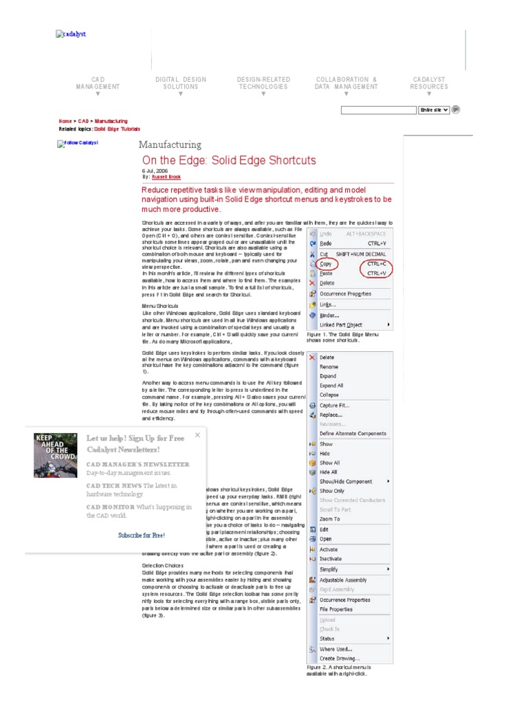 On The Edge - Solid Edge Shortcuts - Cadalyst | PDF | Keyboard Shortcut ...