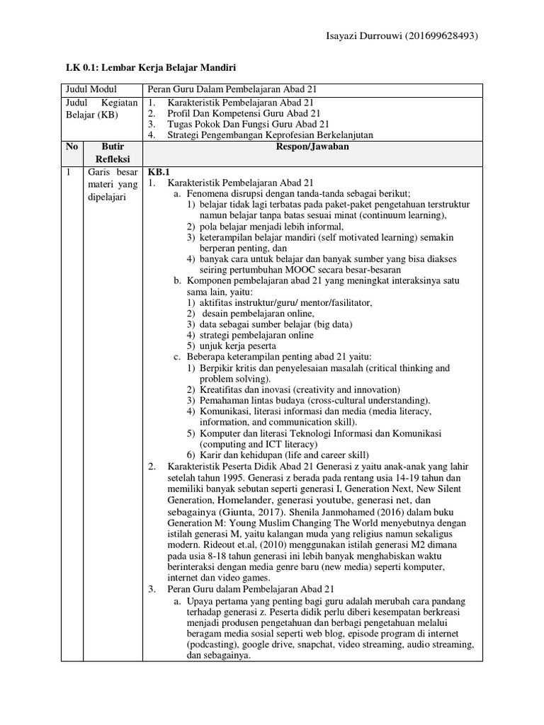 Lk 0 1 Modul 2 Pedagogik Peran Guru Dalam Pembelajaran Abad 21
