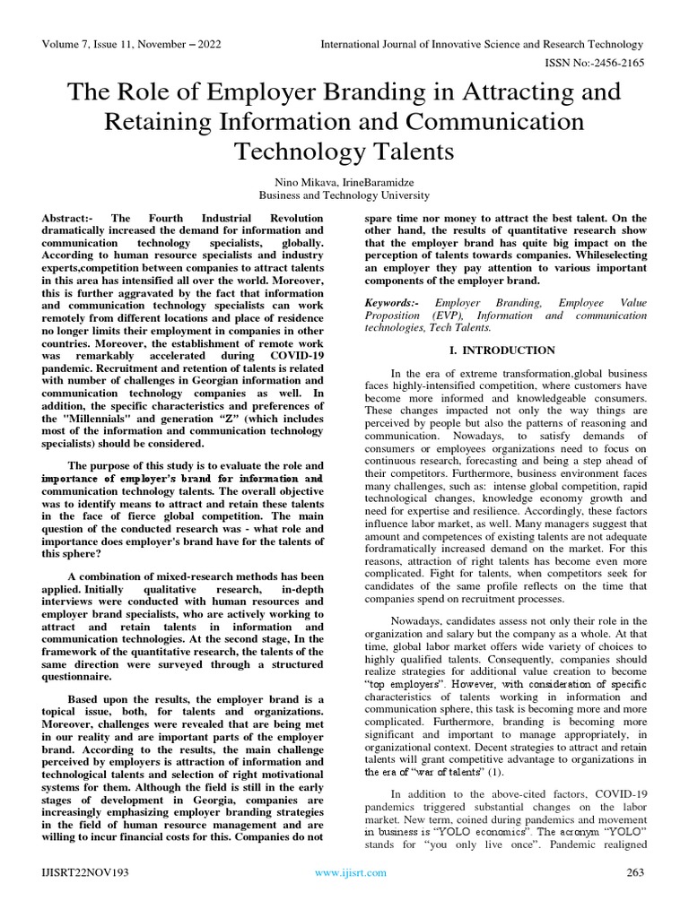 The Role of Employer Branding in Attracting and Retaining Information and Communication