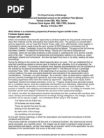 Download A Discussion and Illustrated Lecture on the exhibition Plant Memory  Victoria Crowe OBE RSA Painter  Professor David Ingram OBE VMH FRSE Botanis t Monday 8 October 2007 by The Royal Society of Edinburgh SN60961630 doc pdf