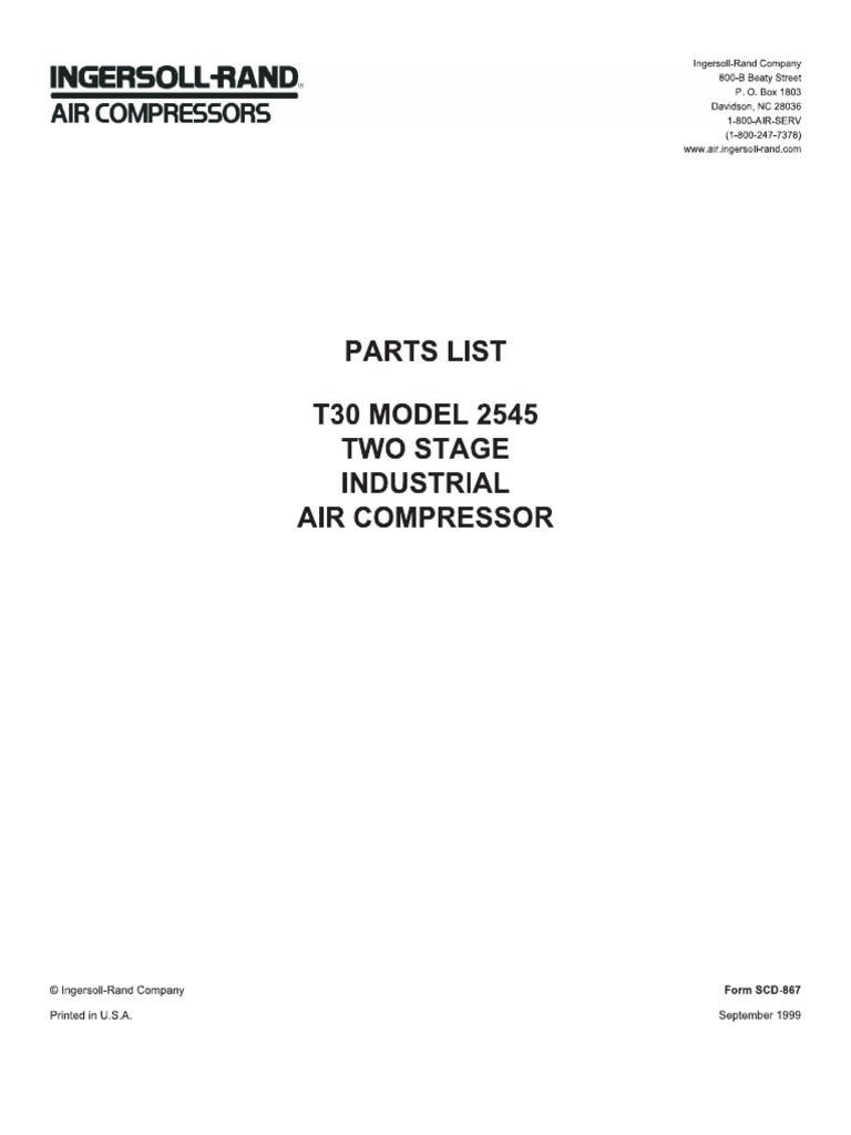 Ingersoll Rand Model 2545 Part Book B | PDF