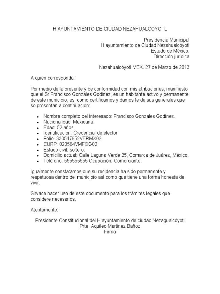 Carta Junta de Accion Comunal PDF