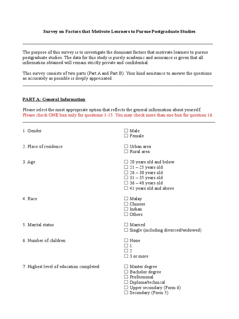 WOU MEdu Quantitative Survey Questionnaire | PDF | Academic Degree ...