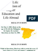 Rizals Life-Continuation of Higher Education and Life Abroad