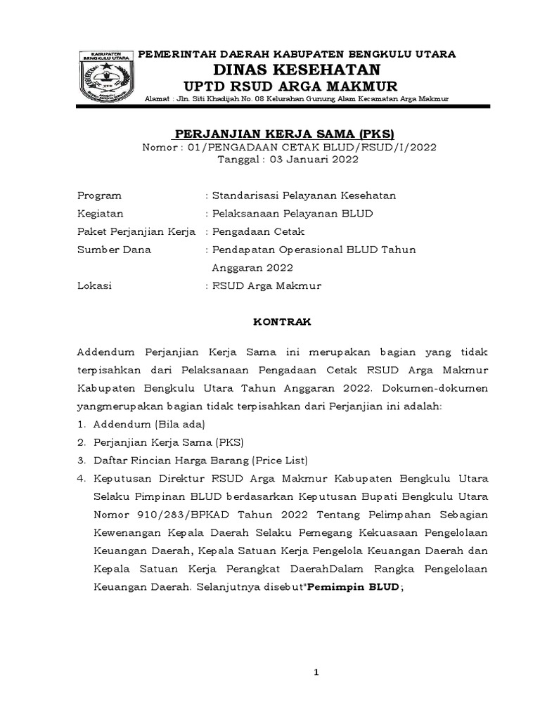 Perjanjian Kerja Sama Lengkap | PDF