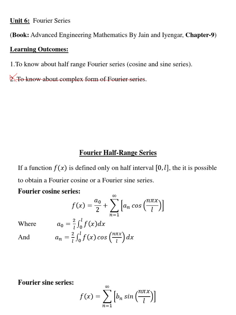U4 (III) HalfRange Fourier Series PDF