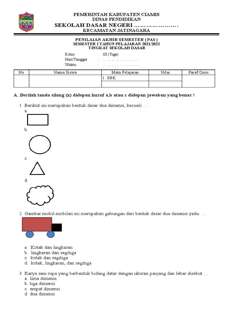 Asah Kreativitas dan Ketangkasan: Latihan Soal SBK Kelas 3 SD Semester 2 yang Menginspirasi
