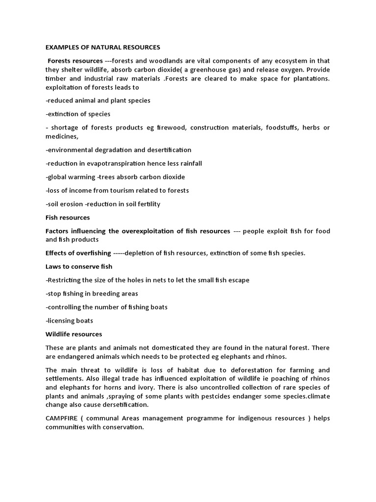 Examples Of Natural Resources 1 PDF Soil Agriculture