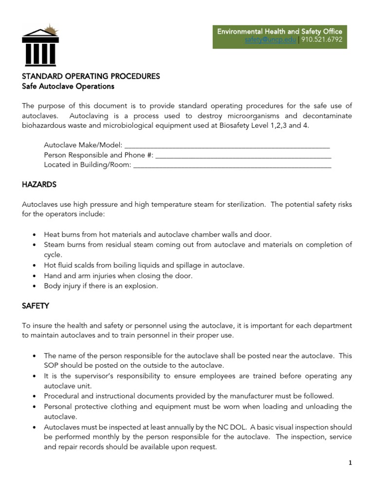 0220 Sop Autoclave PDF Sterilization (Microbiology) Steam