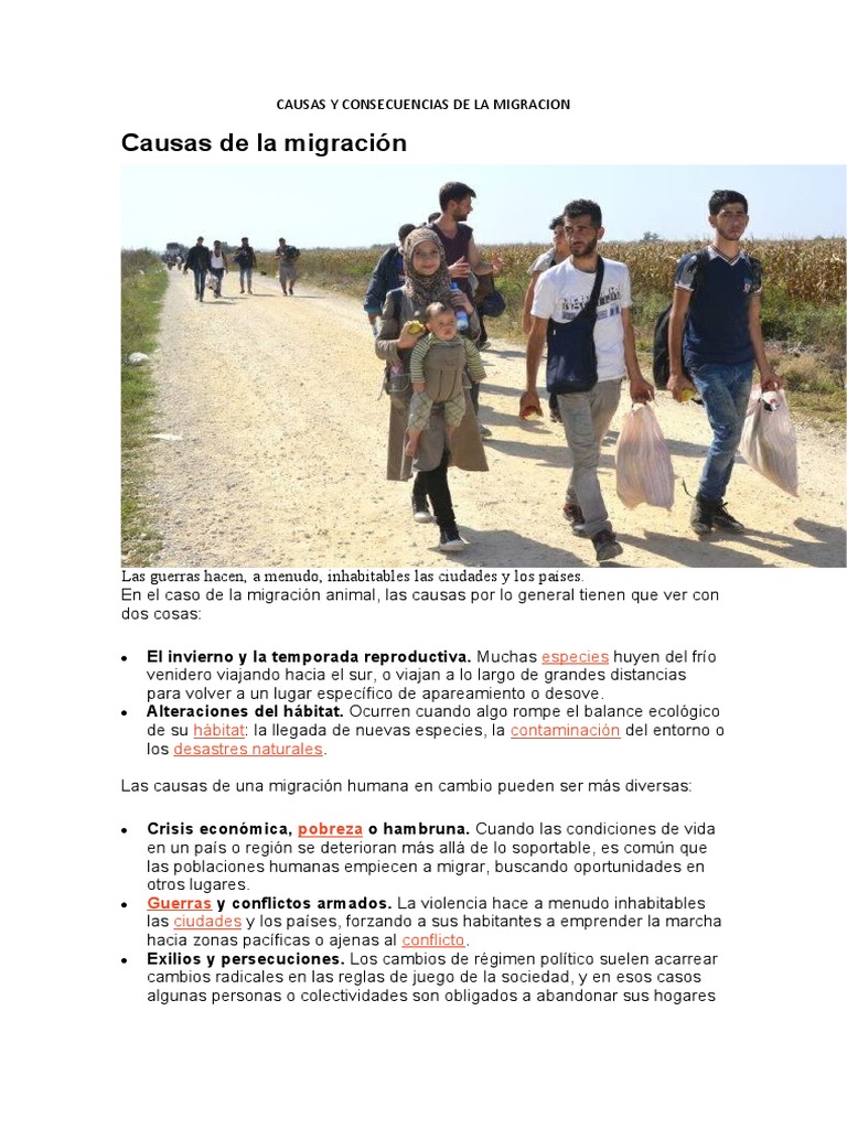 Causas y Consecuencias de La Migracion | PDF | Migración humana ...