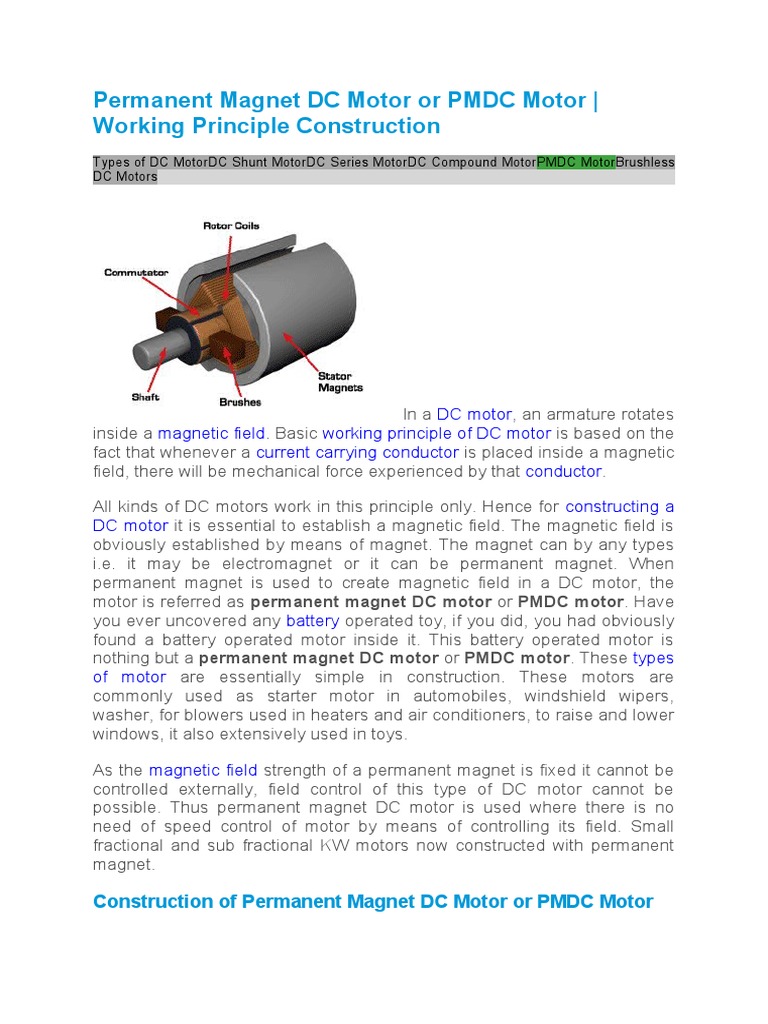 Permanent Magnet DC Motor or PMDC Motor | PDF | Electric Motor ...