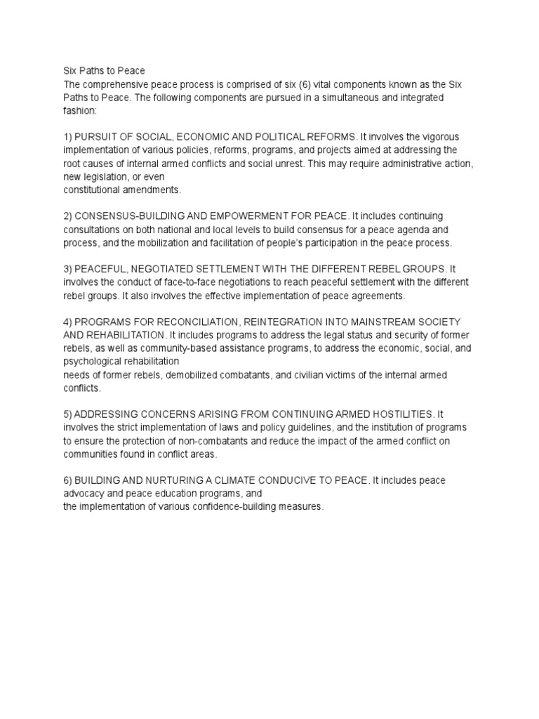 Six Paths To Peace | PDF