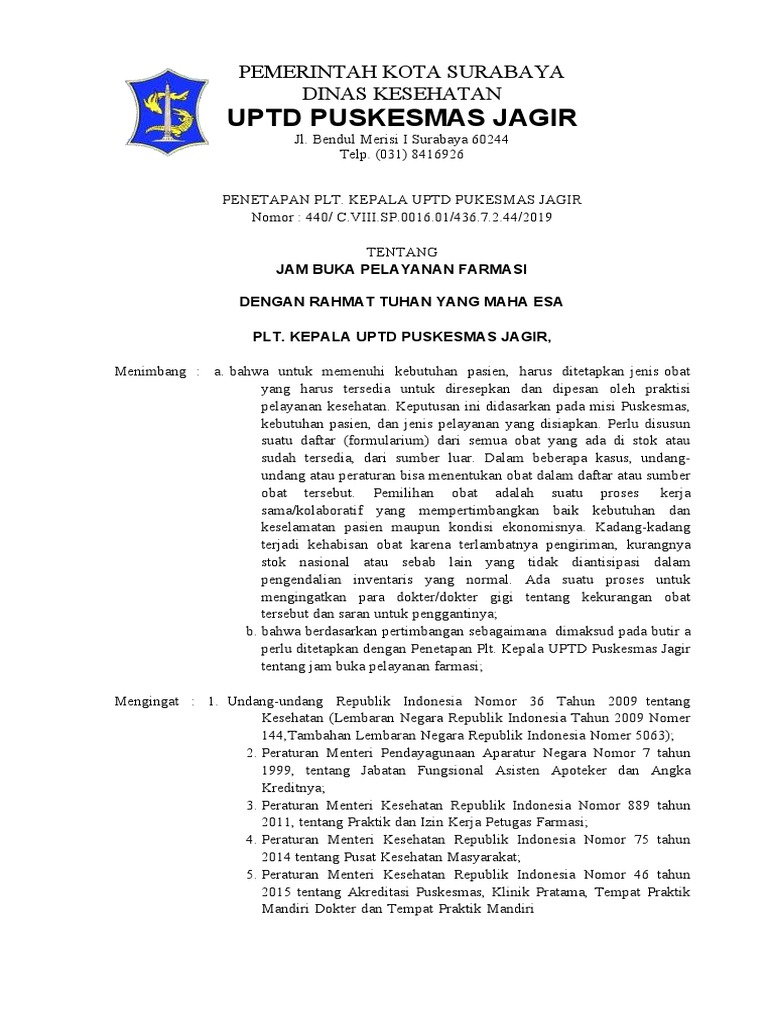 8.2.1.5 SP Jam Buka Pelayanan Farmasi PDF