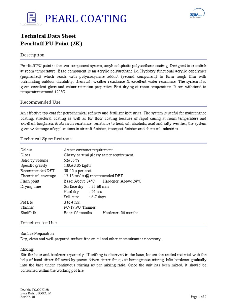 TDS PU Paint 2K.ffs PDF Paint Polyurethane