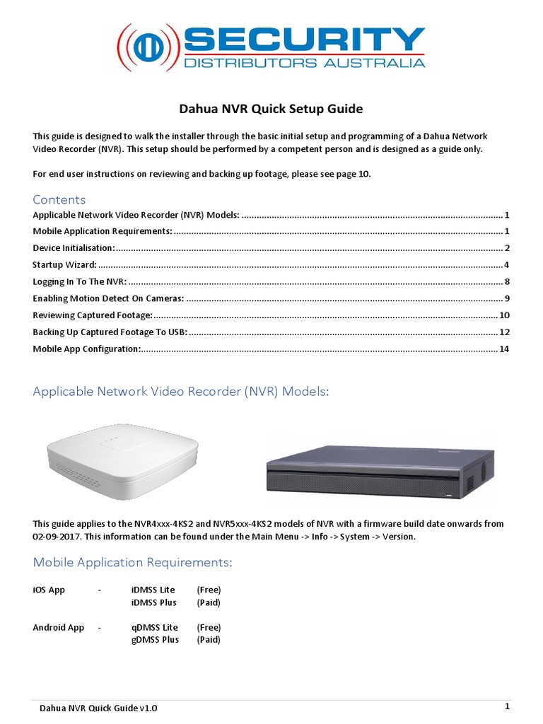 2018 Dahua NVR Guide v1.0 PDF Mobile App Qr Code