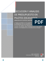 Ejecucion y Analisis de Presupuesto en Pilotes Excavados