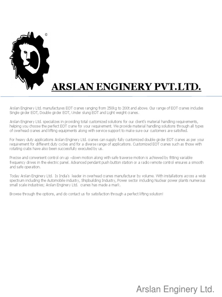 Arslan Enginery Crane Pdf Crane Machine Elevator