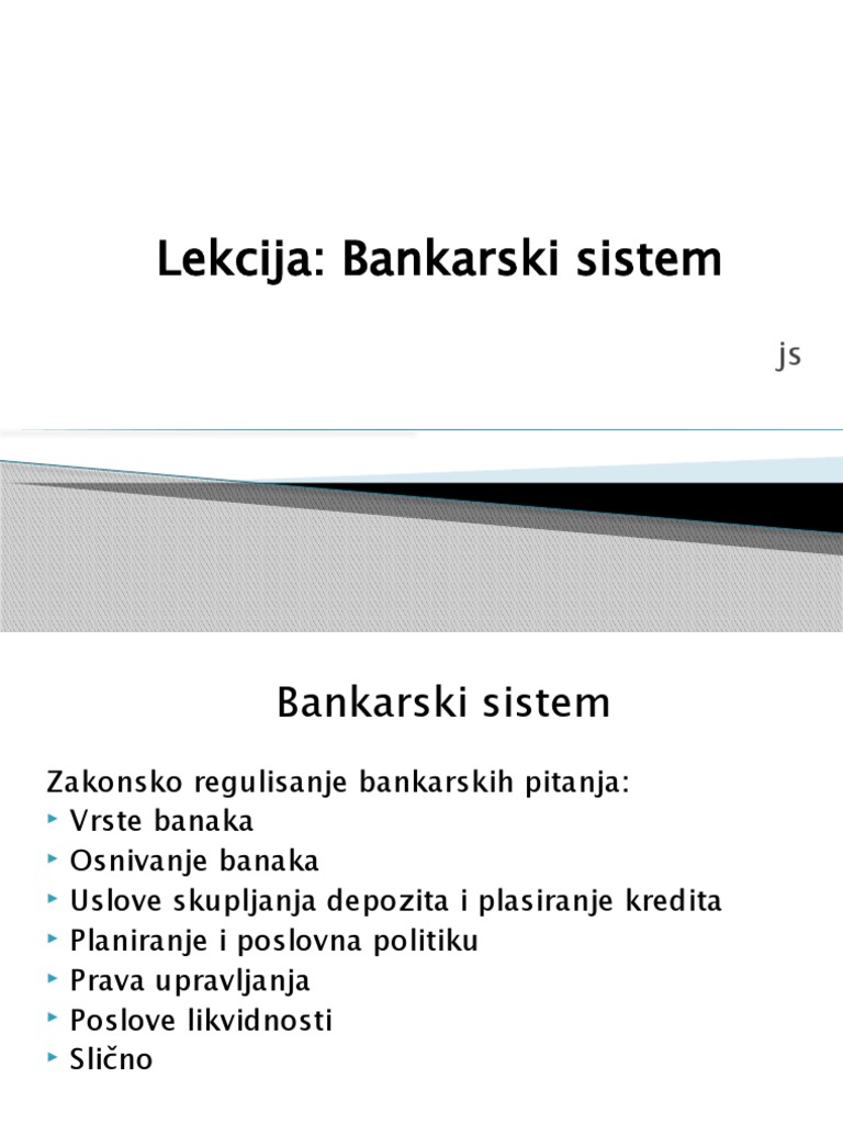 Bankarski Sistem - Pojam I Vrste | PDF