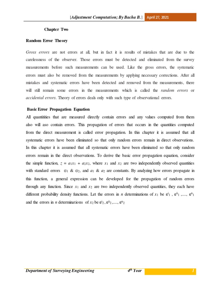 Chapter Two of Adjustment Computation | PDF