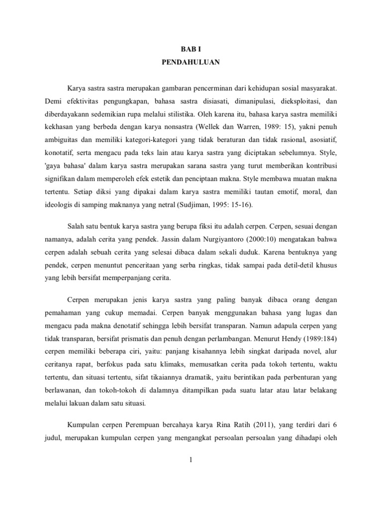 Kajian Stilistika Kumpulan Cerpen Perempuan Bercahaya Karya Rina Ratih