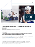 Lugnande Besked Om Elias Pettersson Efter Skadan - SVT Sport