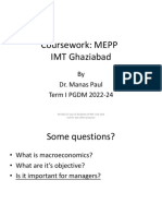 Coursework: M EPP IMT Ghaziabad: by Dr. Manas Paul Term I PGDM 202 2-24