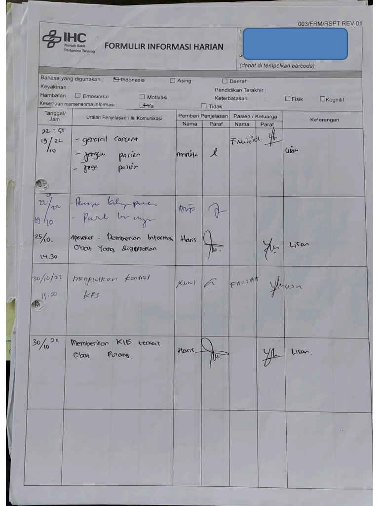 Form Informasi Obat Yang Diberikan | PDF