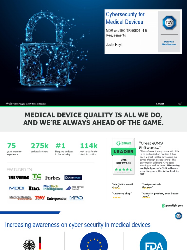 MDR and IEC TR 60601 4-5 Cybersecurity Requirements TUV SUD | PDF |  Security | Computer Security