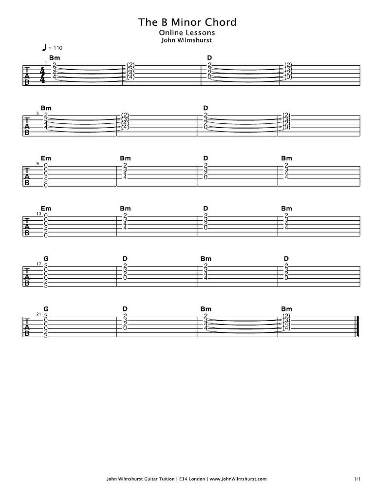 B Minor Chord PDF