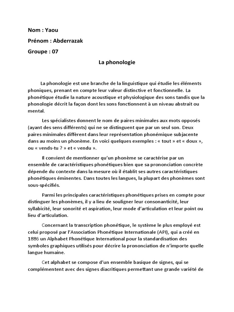 Introduction à la phonologie linguistique | PDF | Phonologie | Phonétique
