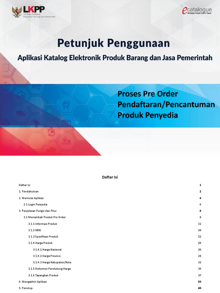 Petunjuk Penggunaan Aplikasi Pre Order Katalog Elektronik