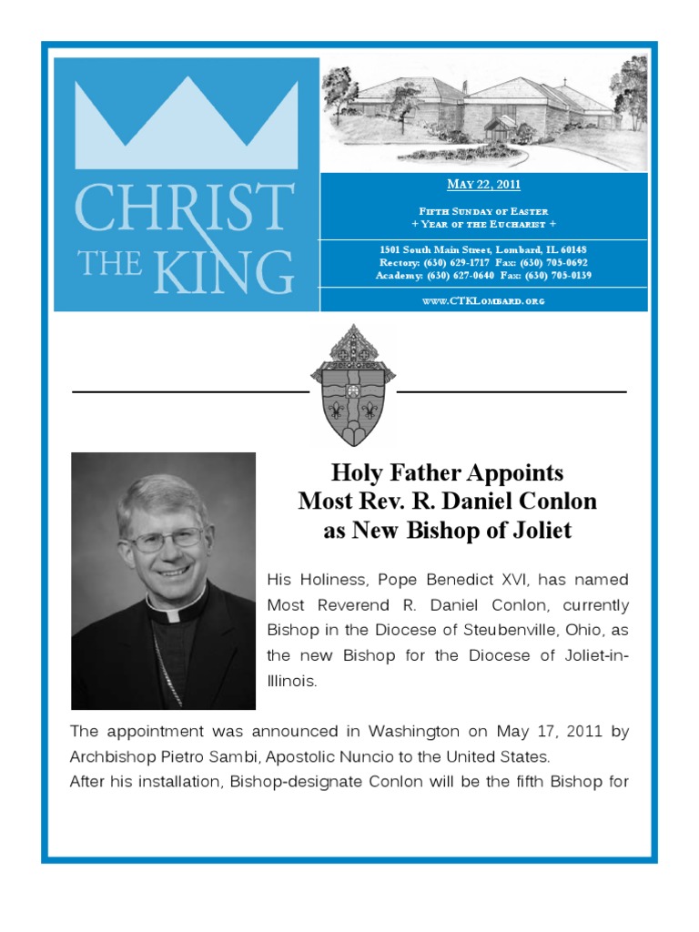 Holy Father Appoints Most Rev. R. Daniel Conlon As New Bishop of Joliet ...