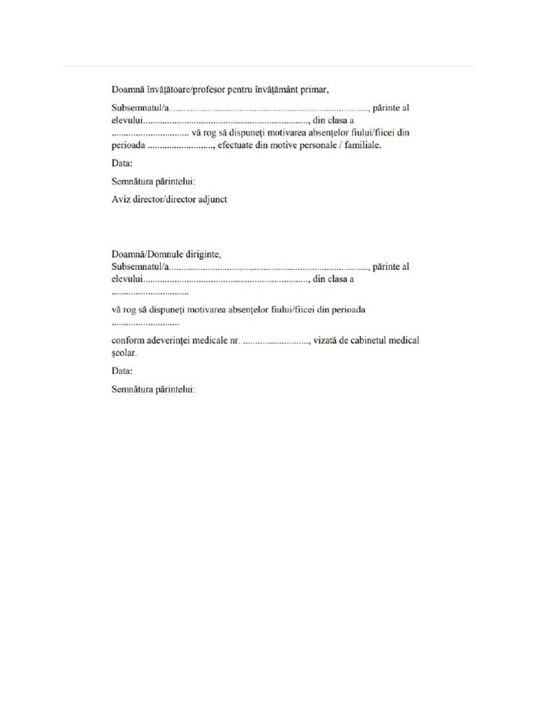 Cerere Invoire Elev | PDF
