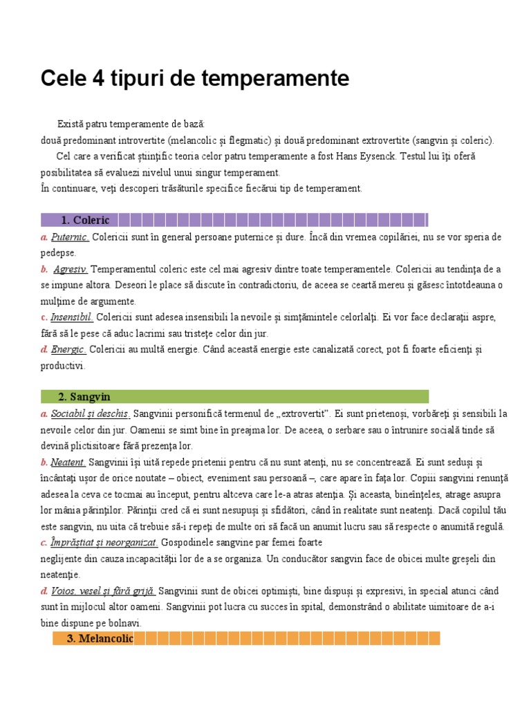 Interpretare Test Temperament Pdf