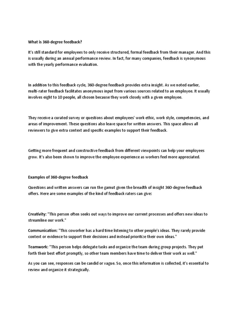 360degree Feedback Pdf Performance Appraisal Cognitive Science