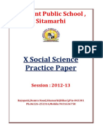 X Social Science C.B.S.E. Practice Paper