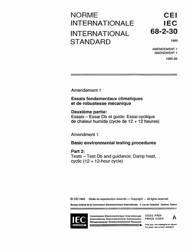 CEI IEC 68-2-30 - 1980 Amd1 | PDF