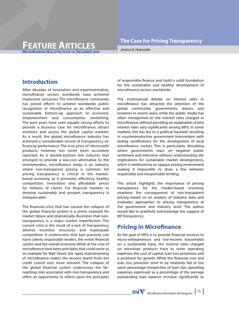 Importance of Pricing Transparency in Microfinance | PDF | Interest ...