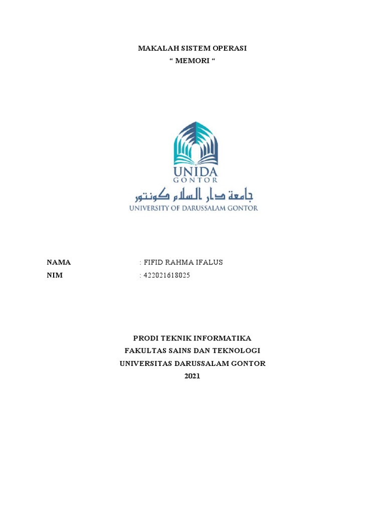 Fifid Rahma 422021618025 Memori | PDF