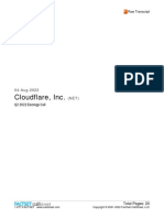 RAW TRANSCRIPT Cloudflare Inc. (NET US) Q2 2022 Earnings Call 4 August 2022 5 00 PM ET