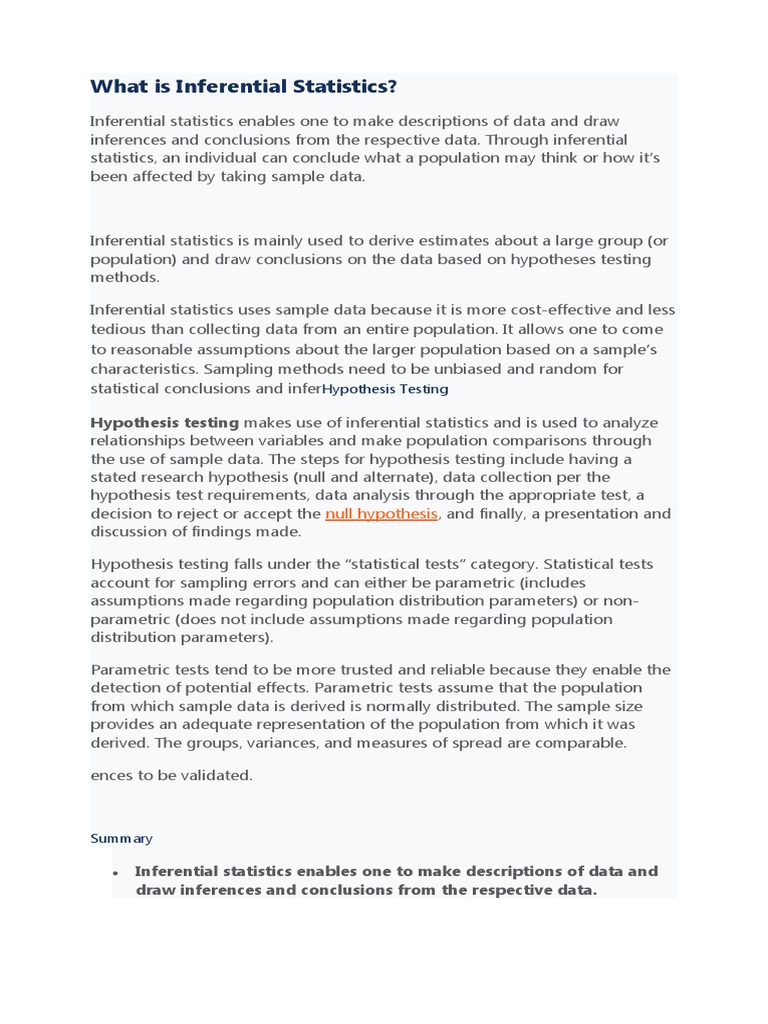What Is Inferential Statistics | PDF | Statistics | Statistical ...