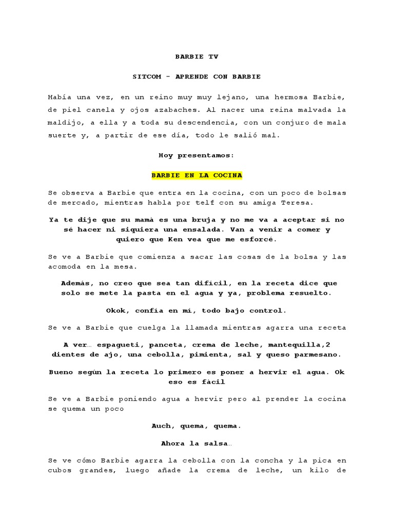Aprende Con Barbie - Guion | PDF | Pinturas | Alimentos