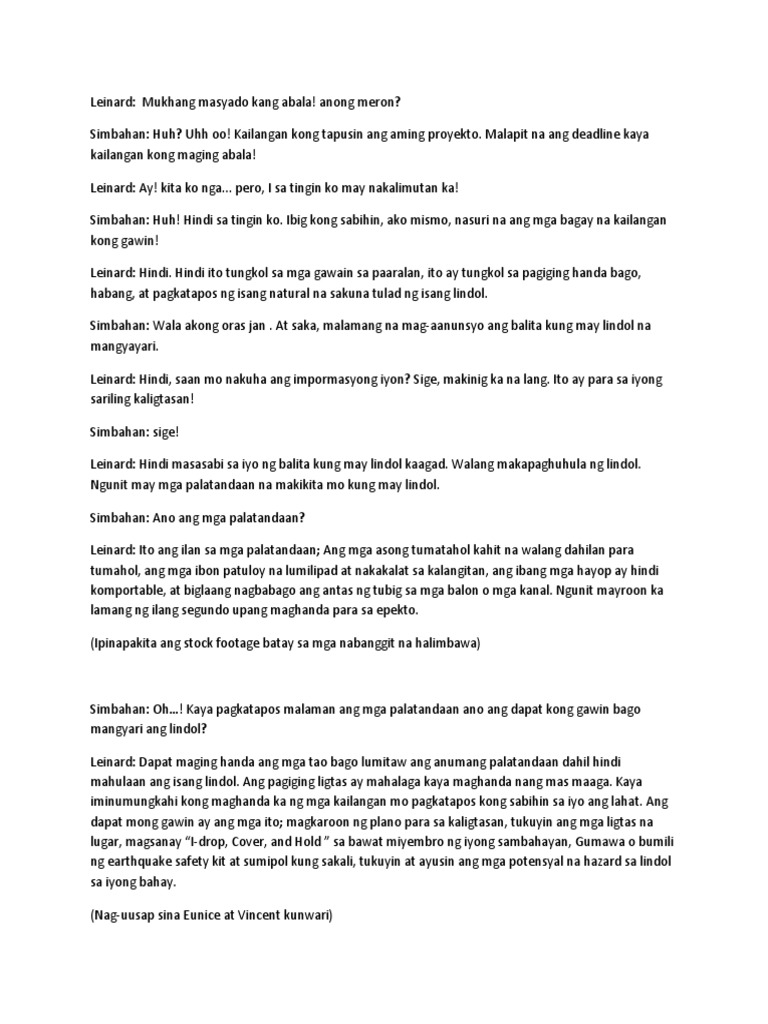 Tagalog Version Script | PDF