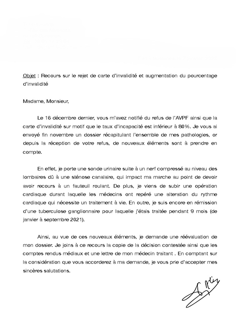 Lettre de Recours MDPH PDF