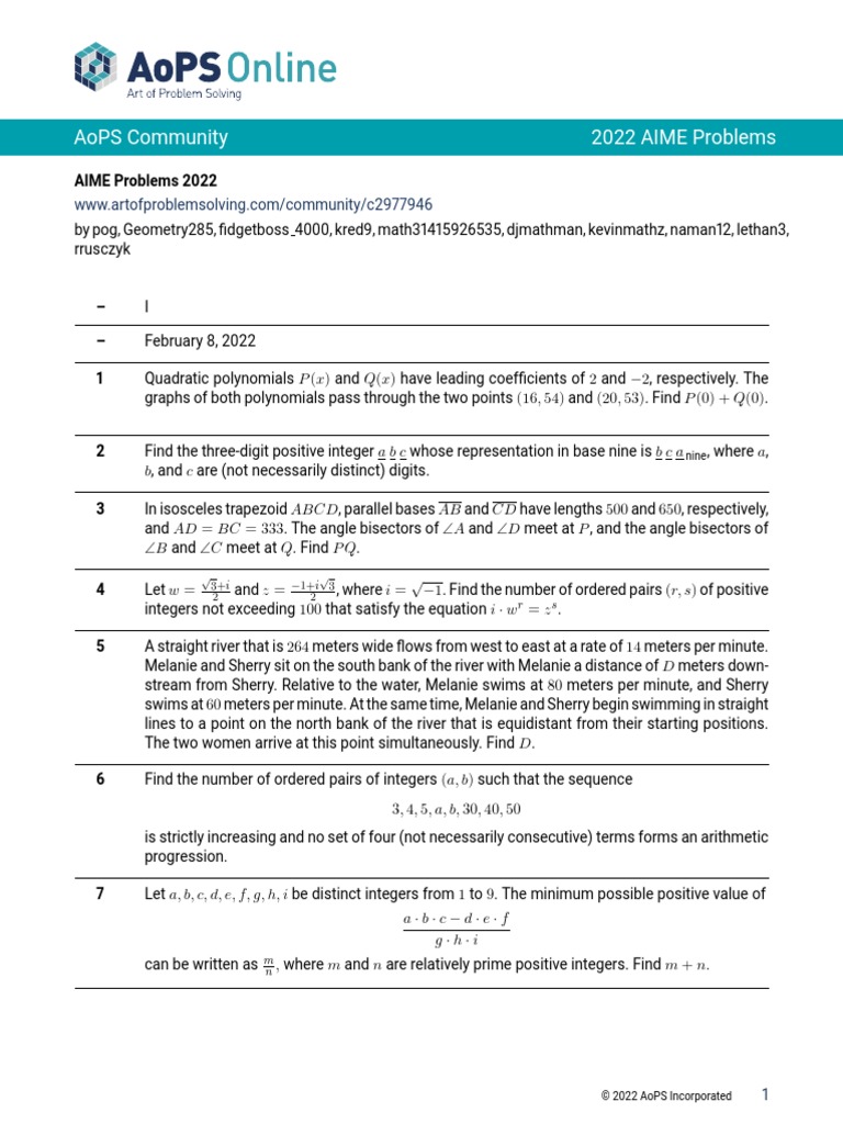 2022 Aime Download Free Pdf Triangle Square Root